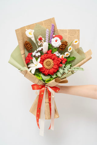 Red Sunflower Christmas Bouquet