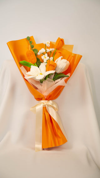 Orange Tulip Mix | Crochet Flower Bouquet