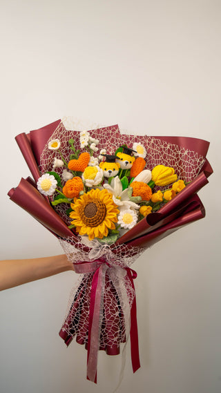 Large Bouquet, Maroon, Two Bears